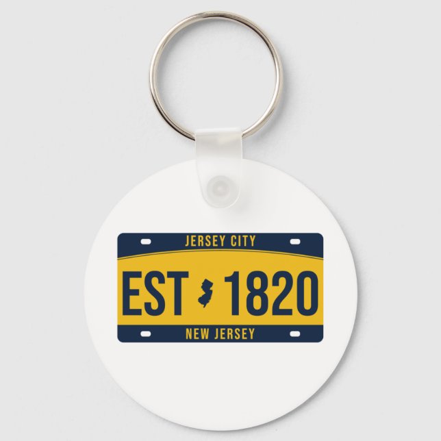 Retro New Jersey State License Plate Souvenir Keychain (Front)