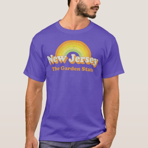 Retro New Jersey  Vintage 70s NJ Rainbow  Design  T_Shirt