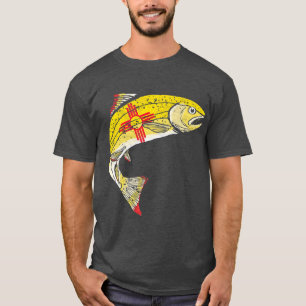 Retro New Mexico Flag Trout Vintage Fly Fishing T-Shirt