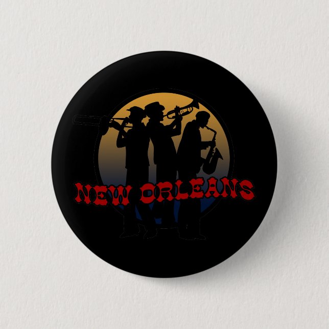 Retro New Orleans Jazz Button (Front)