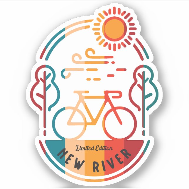 Retro New River Bike Trail  Sticker (Front)