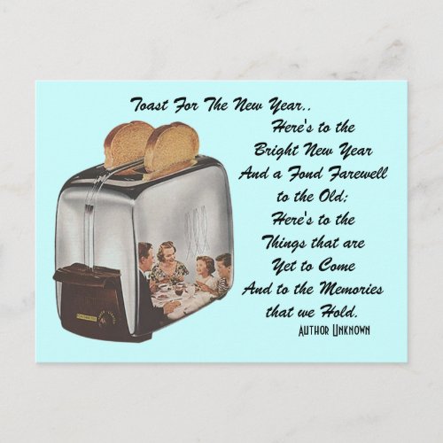 Retro New Year Pun Postcard Vintage Toast Toaster