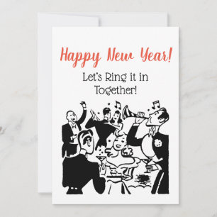 Retro New Year’s Couples Celebrating Ad Art Invitation