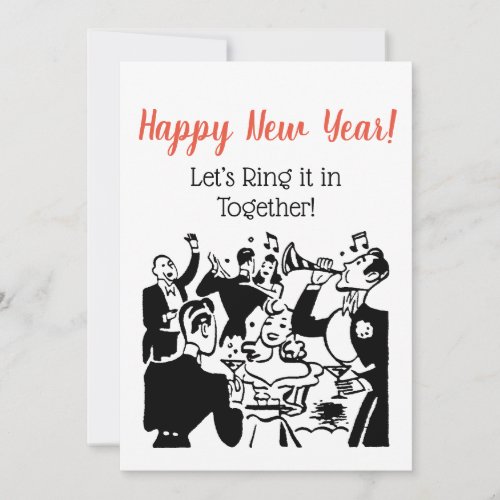 Retro New Years Couples Celebrating Ad Art Invitation