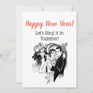 Retro New Year’s Couples Dancing Ad Art Invitation