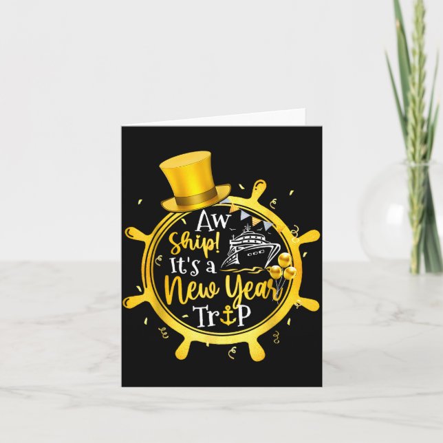 Retro New Year Trip Cruise Matching Family Vacatio Card (Front)