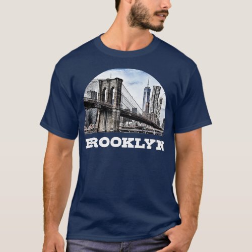 Retro New York Brooklyn Bridge Vintage City Skylin T_Shirt