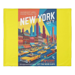 Retro New York City 1960s AR Vintage Travel Duvet Cover