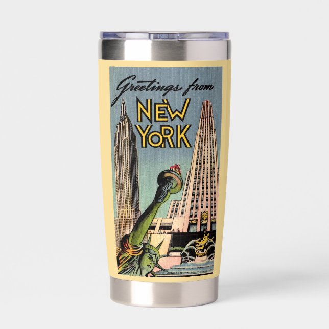 Retro New York City Greeting Insulated Tumbler (Back)