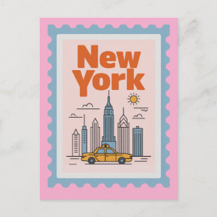 Retro New York City Travel Minimalist Skyline Postcard