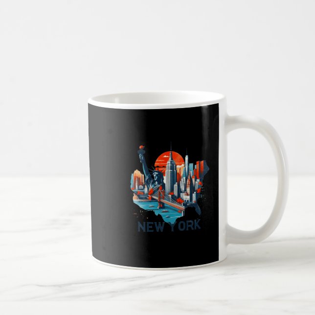 Retro New York Skyline Silhouette  Coffee Mug (Right)