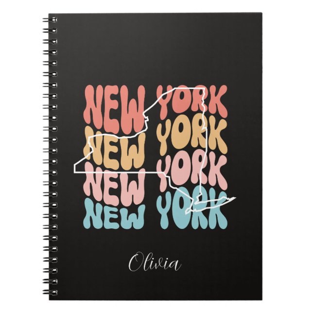Retro New York State – Personalized  Notebook (Front)
