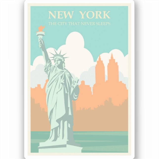 Retro New York Statue of Liberty Sticker (Front)
