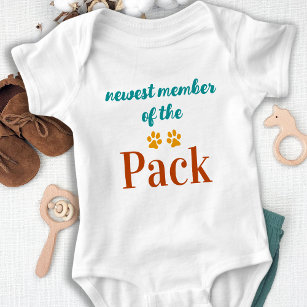 Retro Newest Member Of The Pack Dog Lover Baby Bodysuit