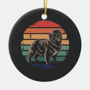 Retro Newfoundland Vintage Dog Lover Gifts for Men Ceramic Ornament