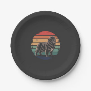 Retro Newfoundland Vintage Dog Lover Gifts for Men Paper Plates