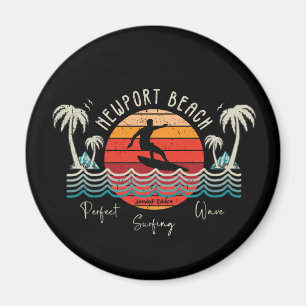 Retro Newport Beach Surfing  Magnet