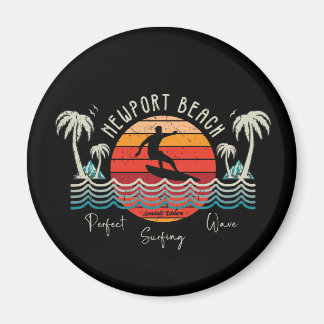 Retro Newport Beach Surfing  Magnet