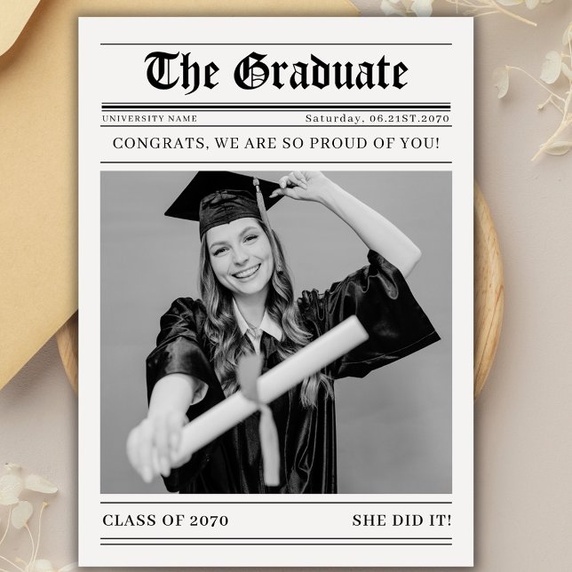 Retro Newspaper 2026 Graduation Photo Announcement (Creator Uploaded)