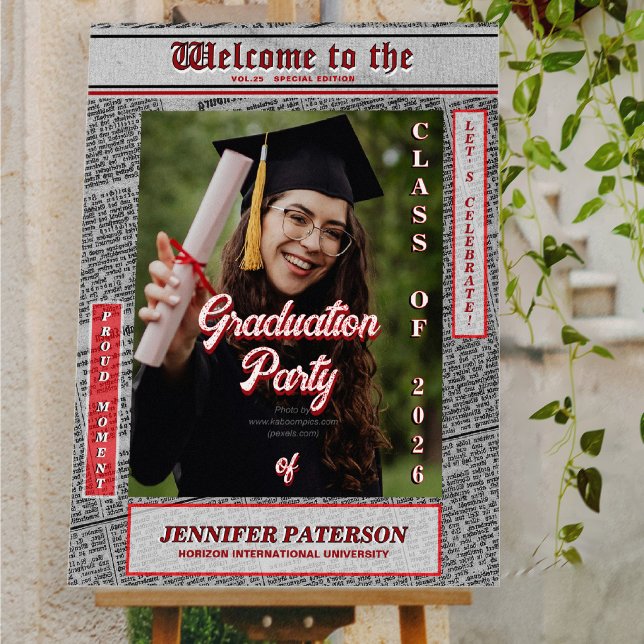 Retro Newspaper Graduation Magazine Welcome Sign (Creator Uploaded)