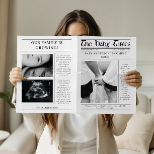  Retro Newspaper Photo Pregnancy Announcement
