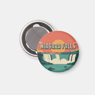 Retro Niagara Falls Sunset Keychain  Magnet