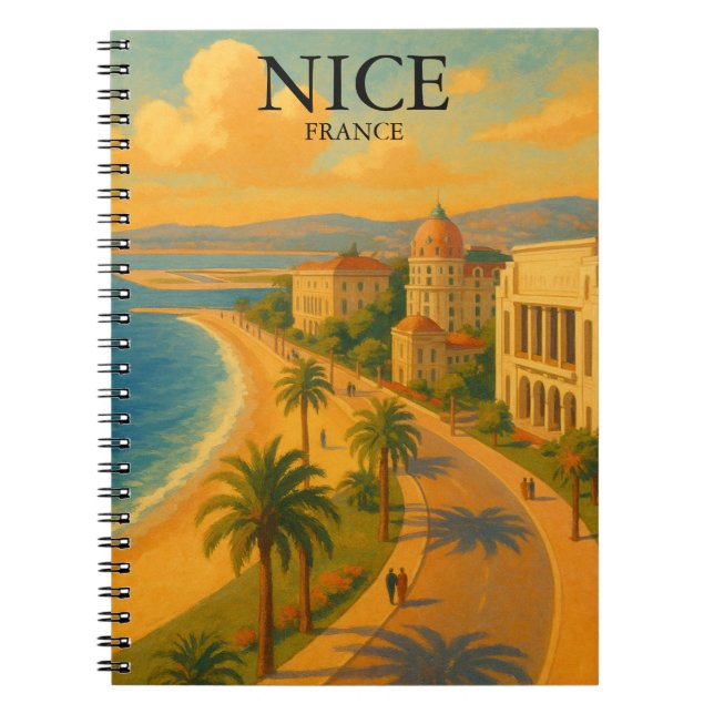 Retro Nice France French Riviera Promenade  Notebook (Front)