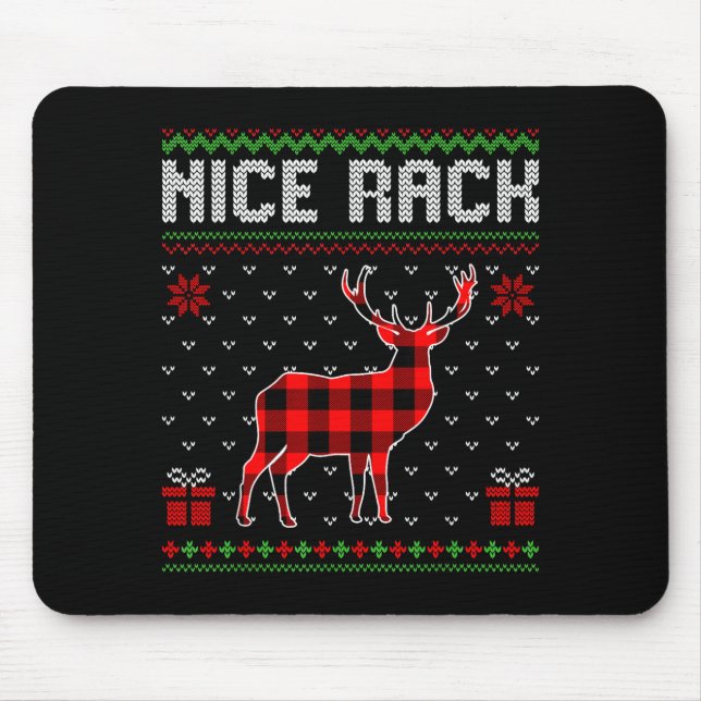 Retro Nice Rack Ugly Christmas Sweater Couples Mat Mouse Pad (Front)