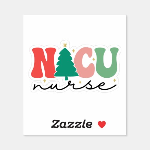 Retro NICU Nurse Christmas Neonatal ICU Nurse Xmas Sticker