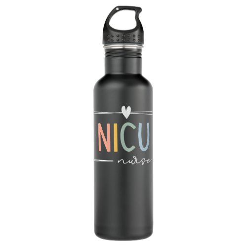 Retro NICU Nurse ICU Neonatal Rainbow Team Tiny Hu Stainless Steel Water Bottle