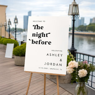 Retro Night Before Rehearsal Dinner Welcome Sign