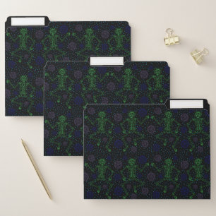 Retro Night Skeleton Polka Dots File Folder