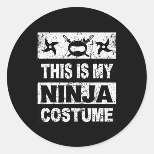 Retro Ninja Costume  Halloween For Boy Kids Men  Classic Round Sticker