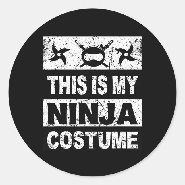 Retro Ninja Costume  Halloween For Boy Kids Men  Classic Round Sticker (Front)
