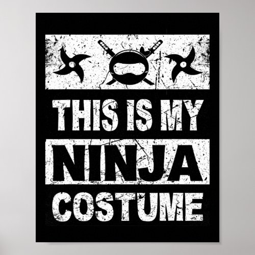 Retro Ninja Costume  Halloween For Boy Kids Men  Poster