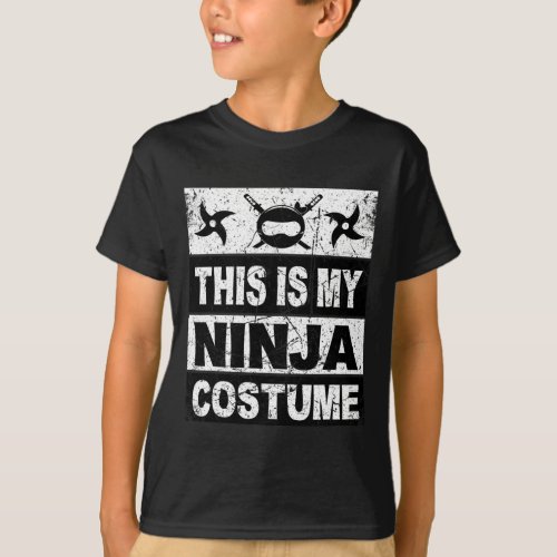 Retro Ninja Costume  Halloween For Boy Kids Men  T_Shirt