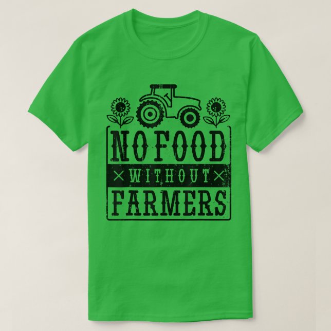 Retro No Food Without Farmers  T-Shirt (Design Front)