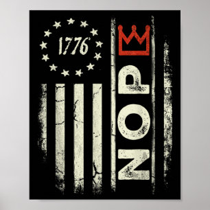 Retro No Kings Protest Sign Vertical American Flag