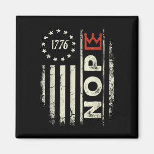 Retro No Kings Protest Sign Vertical American Flag Magnet