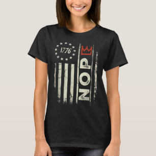 Retro No Kings Protest Sign Vertical American Flag T-Shirt