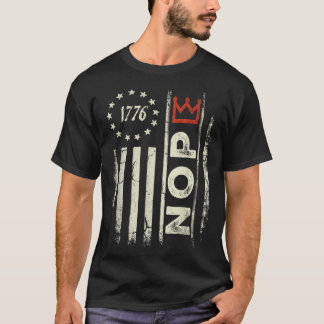 Retro No Kings Protest Sign Vertical American Flag T-Shirt