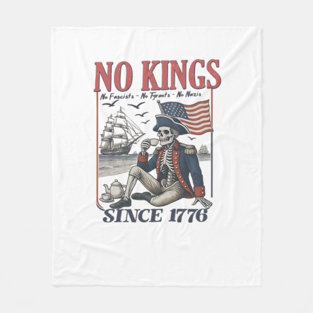 Retro No Kings Since 1776 Rejecting Kings Classic  Fleece Blanket (Front)