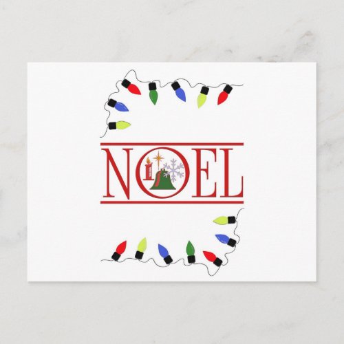 retro NOEL string of lights Holiday Postcard