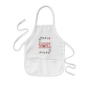 retro NOEL string of lights Kids' Apron
