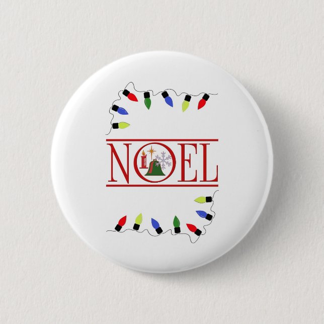 retro NOEL string of lights Pinback Button (Front)