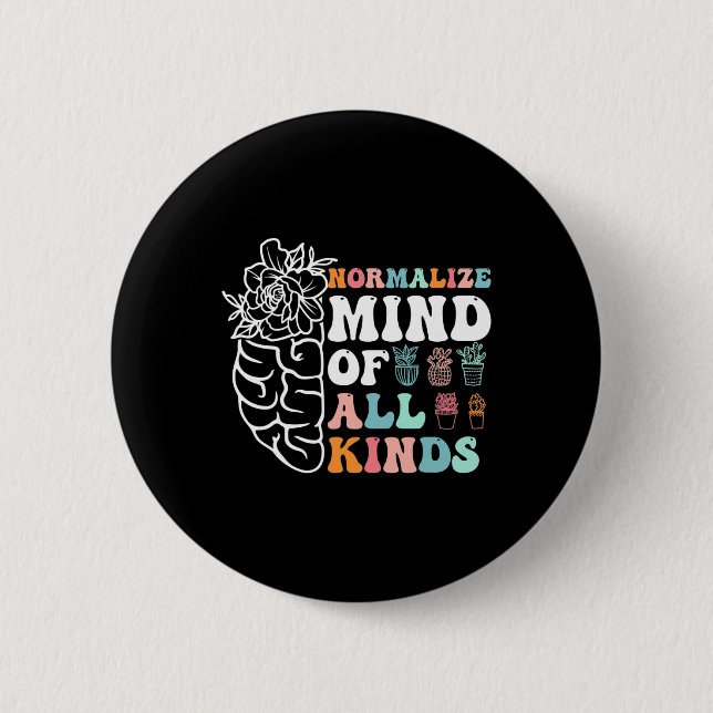 Retro Normalize Mind Of All Kinds Autism Awareness Button (Front)