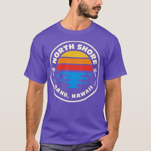 Retro North Shore Oahu Hawaii Vintage Beach Surf E T_Shirt