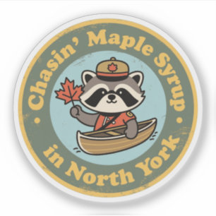 Retro North York Raccoon Canoe Sticker