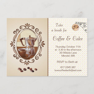 Retro nostalgic coffee maker & cup Party Invite