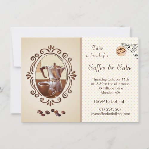 Retro nostalgic coffee maker  cup Party Invite